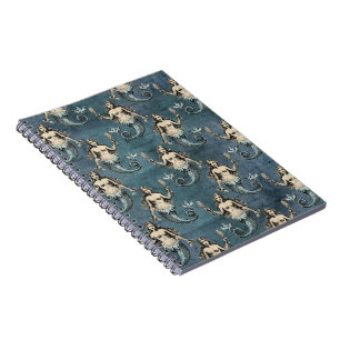 Mermaid Sea Creatures Ocean Blue Colour Handwritte Notebook