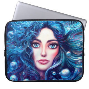 Mermaid Sea Goddess Nymph Siren Blue Underwater Laptop Sleeve