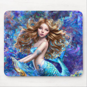 Mermaid Sea Goddess Nymph Siren Underwater Art Mouse Pad