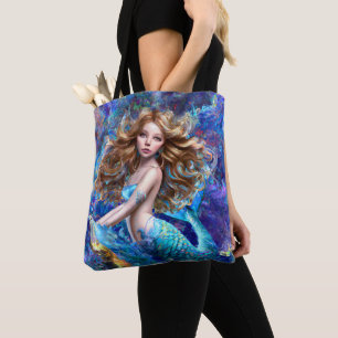 Mermaid Sea Goddess Nymph Siren Underwater Art Tote Bag