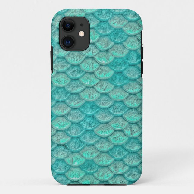Mermaid Sea Green Scales Case-Mate iPhone Case (Back)