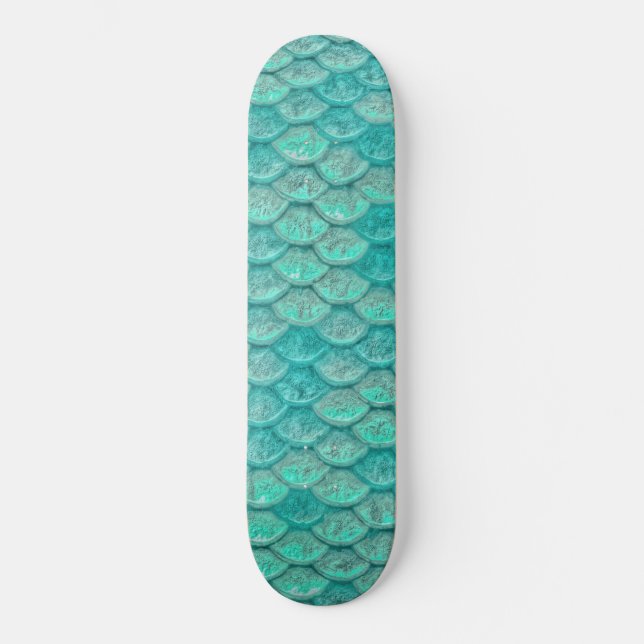 Mermaid Sea Green Scales Skateboard (Front)