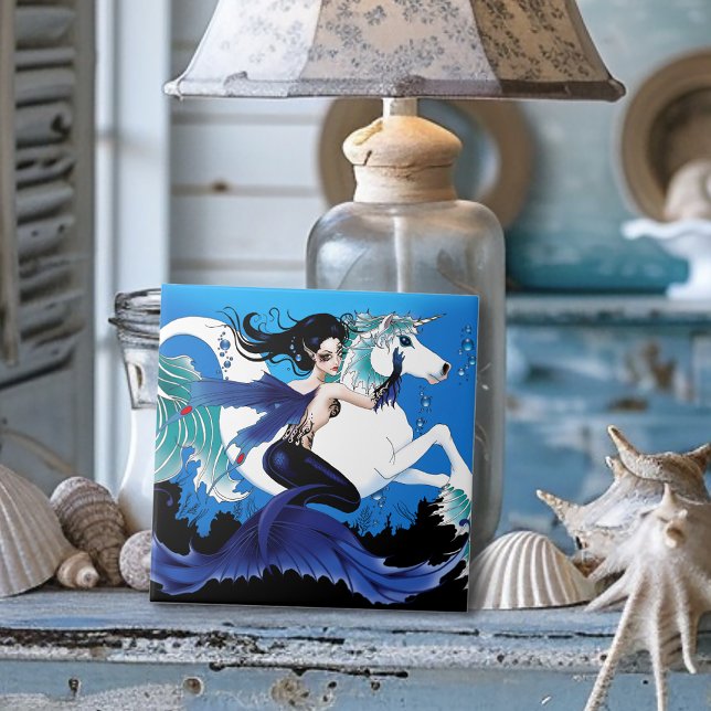 Mermaid Sea Horse Fairy Blue Tile (Creator Uploaded)