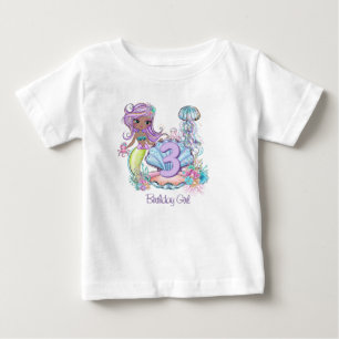 Mermaid Sea Life Birthday Party with Custom Age Baby T-Shirt