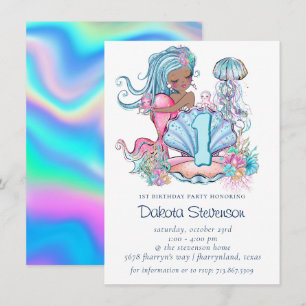 Mermaid Sea Life   Birthday Party with Custom Age Invitation