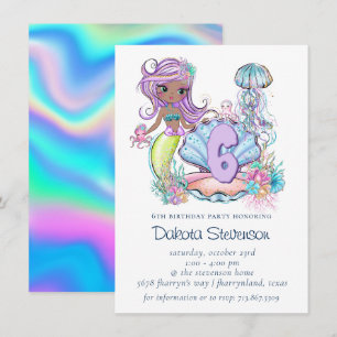 Mermaid Sea Life   Birthday Party with Custom Age Invitation