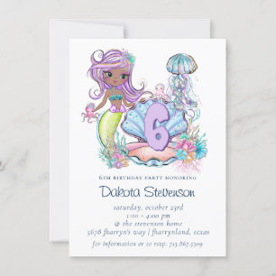 Mermaid Sea Life   Birthday Party with Custom Age Invitation