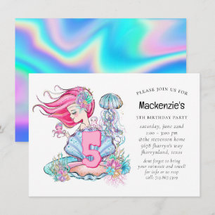 Mermaid Sea Life   Birthday Party with Custom Age Invitation