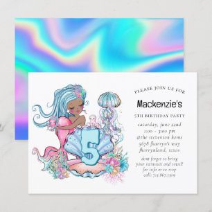 Mermaid Sea Life   Birthday Party with Custom Age Invitation