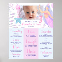 Mermaid Sea Life Girl 1st Birthday Milestone