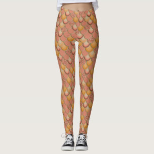 Mermaid Sea Orange Red Scales Leggings