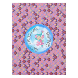 Mermaid Sea Purple Pink Scales  Tablecloth