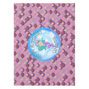 Mermaid Sea Purple Pink Scales Tablecloth