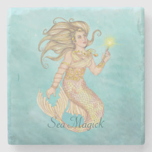 Mermaid Sea Queen Fia Fantasy Stone Coaster