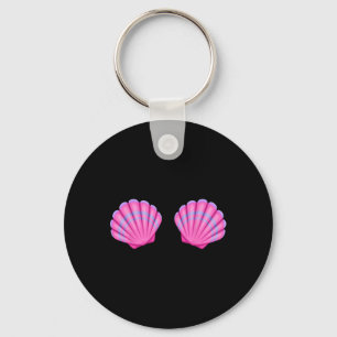 Mermaid Sea Shell Bra Halloween Costume Tee Pink S Keychain