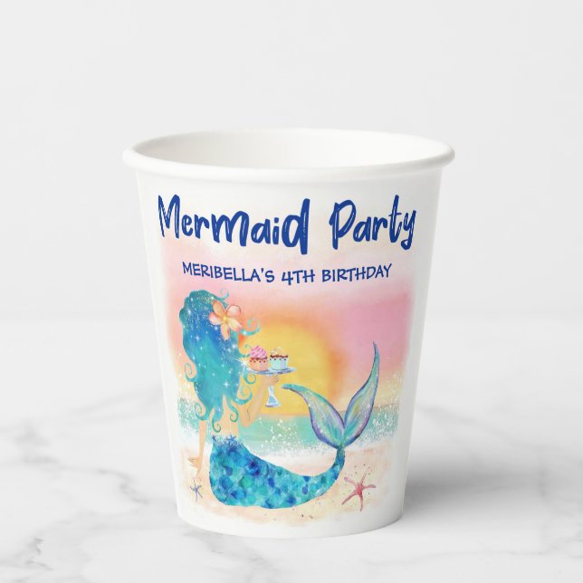 Mermaid Sea | Tropical Beach Cupcakes Paper Cups (Front)