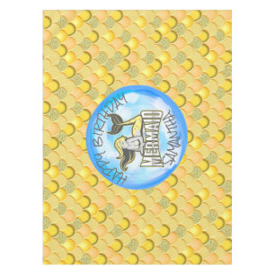Mermaid Sea yellow Scales  Tablecloth