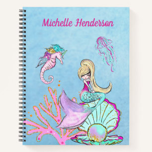 Mermaid Seahorse & Jellyfish Notebook