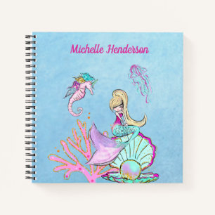Mermaid Seahorse & Jellyfish Notebook
