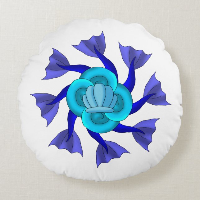 Mermaid/Seahorse Tails Iznik 1 Round Pillow (Front)