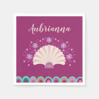 Mermaid Seashell Girl Birthday Party Napkin