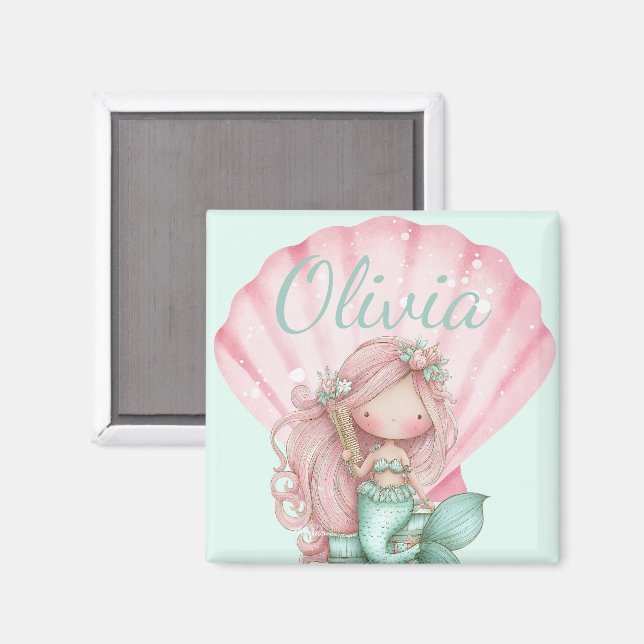 Mermaid Seashell Lovers Name  Magnet (Front/Back)