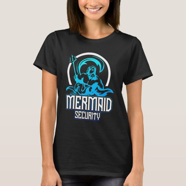 Mermaid Security Birthday Fun Merman Swimmer Swimm T-Shirt (Front)