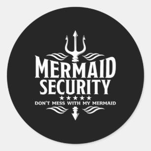 Mermaid Security Family Birthday Halloween Costume Classic Round Sticker