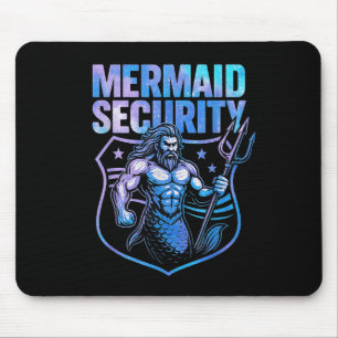 Mermaid Security Funny Dad Mermaid Beach Guard Mouse Pad