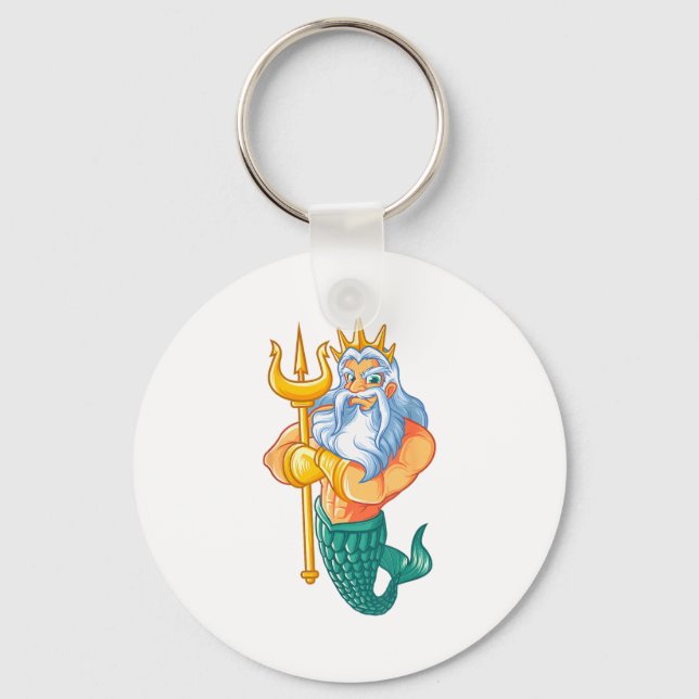 Mermaid Security Shirt _ Funny Merman Swimming Gif Keychain (Front)