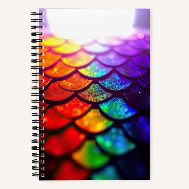 Mermaid Shimmer Iridescent Scales Rainbow Dragon Notebook (Front)