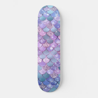 Mermaid Shimmery Satin Scales Motif Skateboard