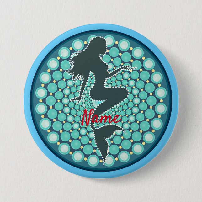 Mermaid Silhouette in Bubbles Thunder_Cove  Button (Front)