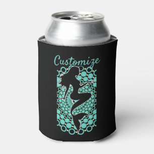 Mermaid Silhouette in Bubbles Thunder_Cove Can Cooler
