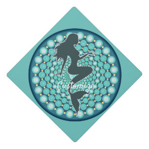 Mermaid Silhouette in Bubbles Thunder_Cove  Gradua Graduation Cap Topper