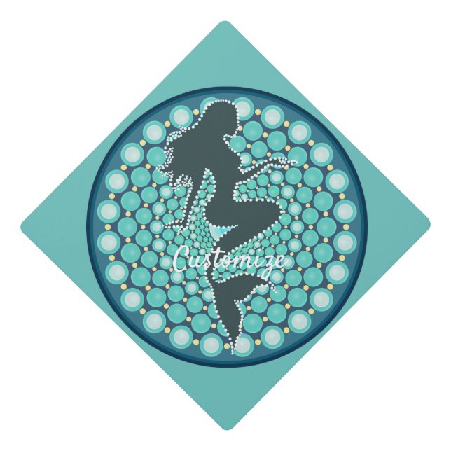 Mermaid Silhouette in Bubbles Thunder_Cove  Gradua Graduation Cap Topper (Front)