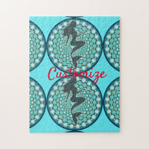 Mermaid Silhouette in Bubbles Thunder_Cove  Jigsaw Puzzle