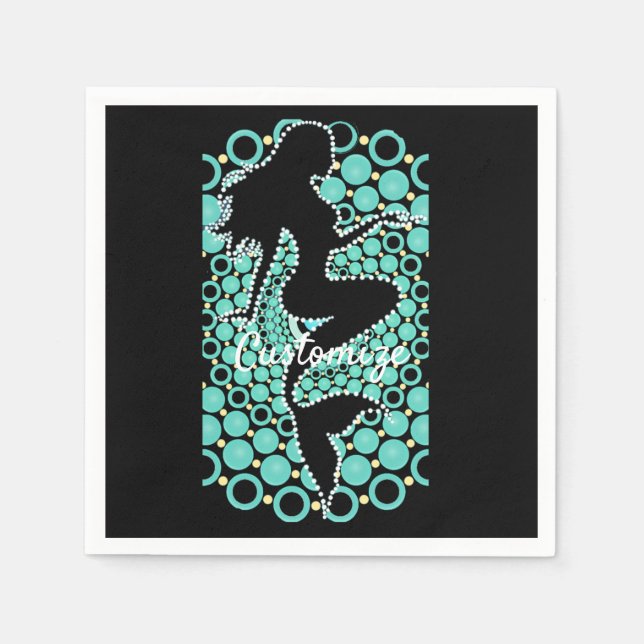 Mermaid Silhouette in Bubbles Thunder_Cove  Napkin (Front)