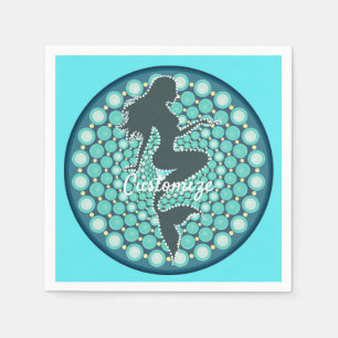 Mermaid Silhouette in Bubbles Thunder_Cove Napkin
