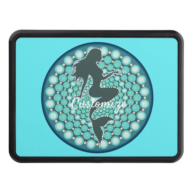 Mermaid Silhouette in Bubbles Thunder_Cove  Trailer Hitch Cover (Front)