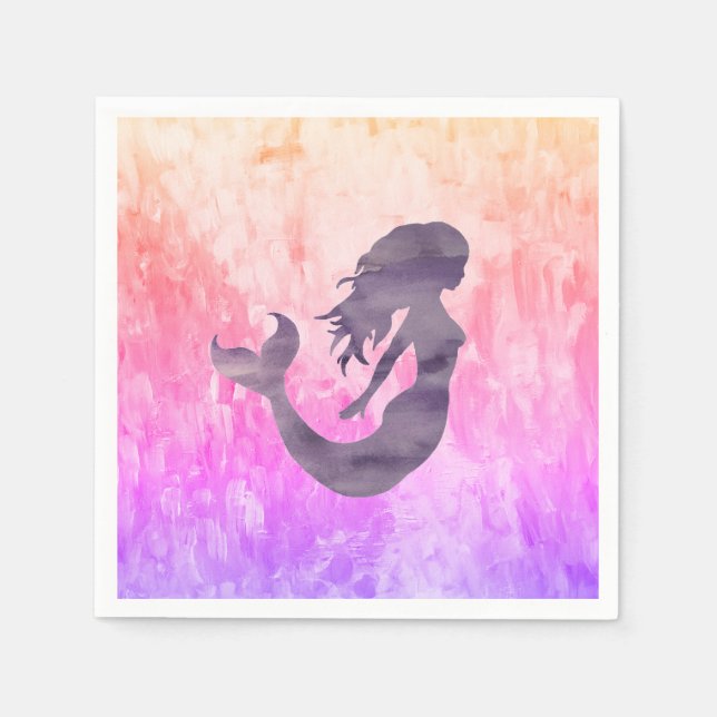 Mermaid Silhouette Ombre Painting Napkin (Front)