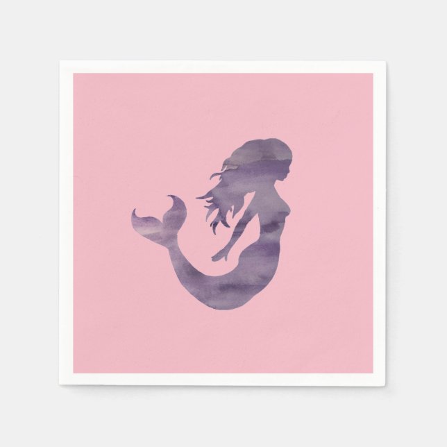 Mermaid Silhouette Purple Painting Napkin (Front)