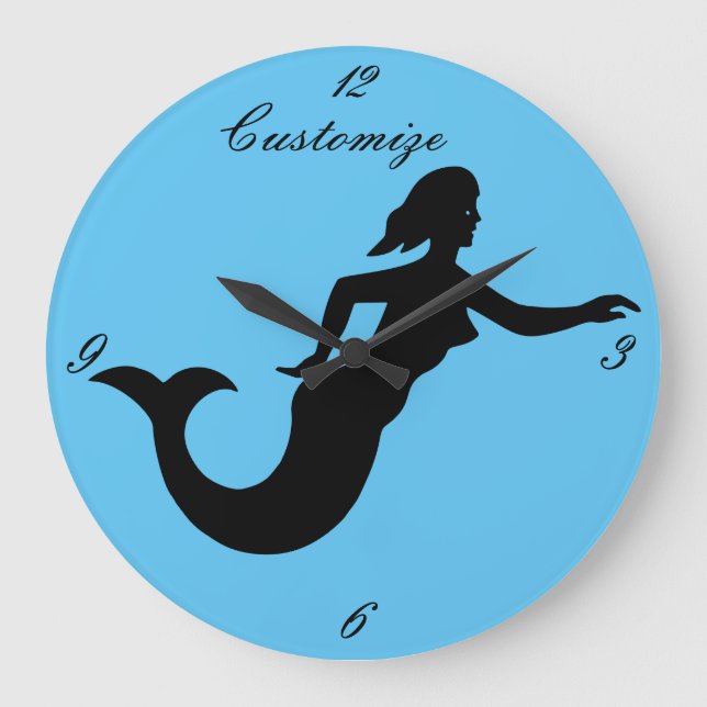 Mermaid Silhouette Thunder_Cove Large Clock (Front)