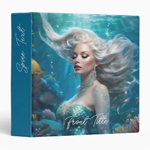 Mermaid Silver Hair Turquoise Ocean Binder
