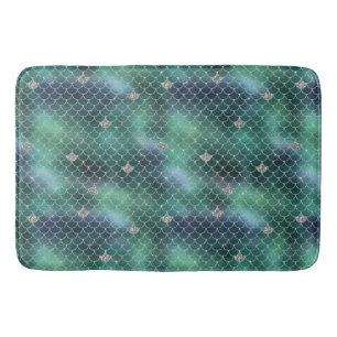 Mermaid Silver Teal Ocean Glitz Bath Mat