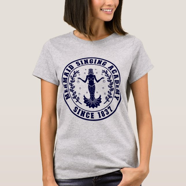 Mermaid Singing Academy (Mono) T-Shirt (Front)