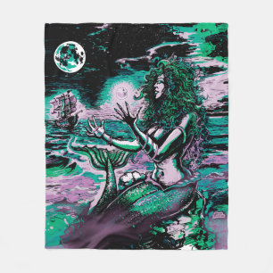 Mermaid Siren Atlantis Pearl Fleece Blanket