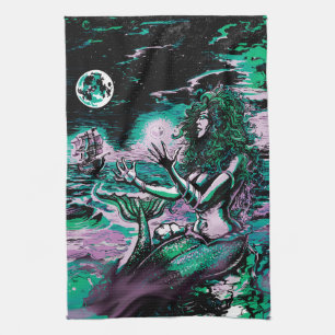 Mermaid Siren Atlantis Pearl Kitchen Towel