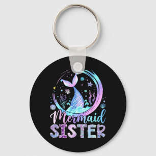 Mermaid Sister Funny Birthday Girl Party Family Keychain