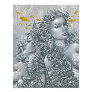 Mermaid Sisters, Fantasy Art Photo Print